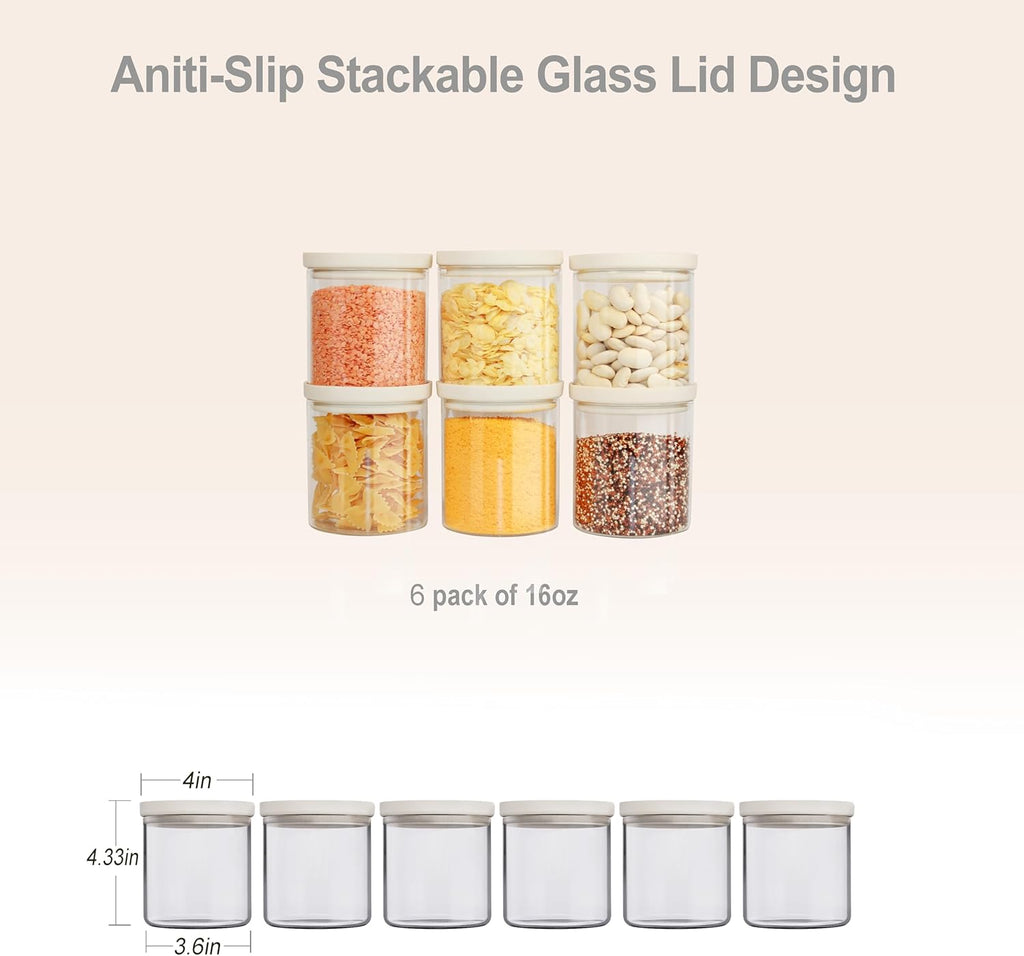Glass Pantry Storage Jars – Set of 6