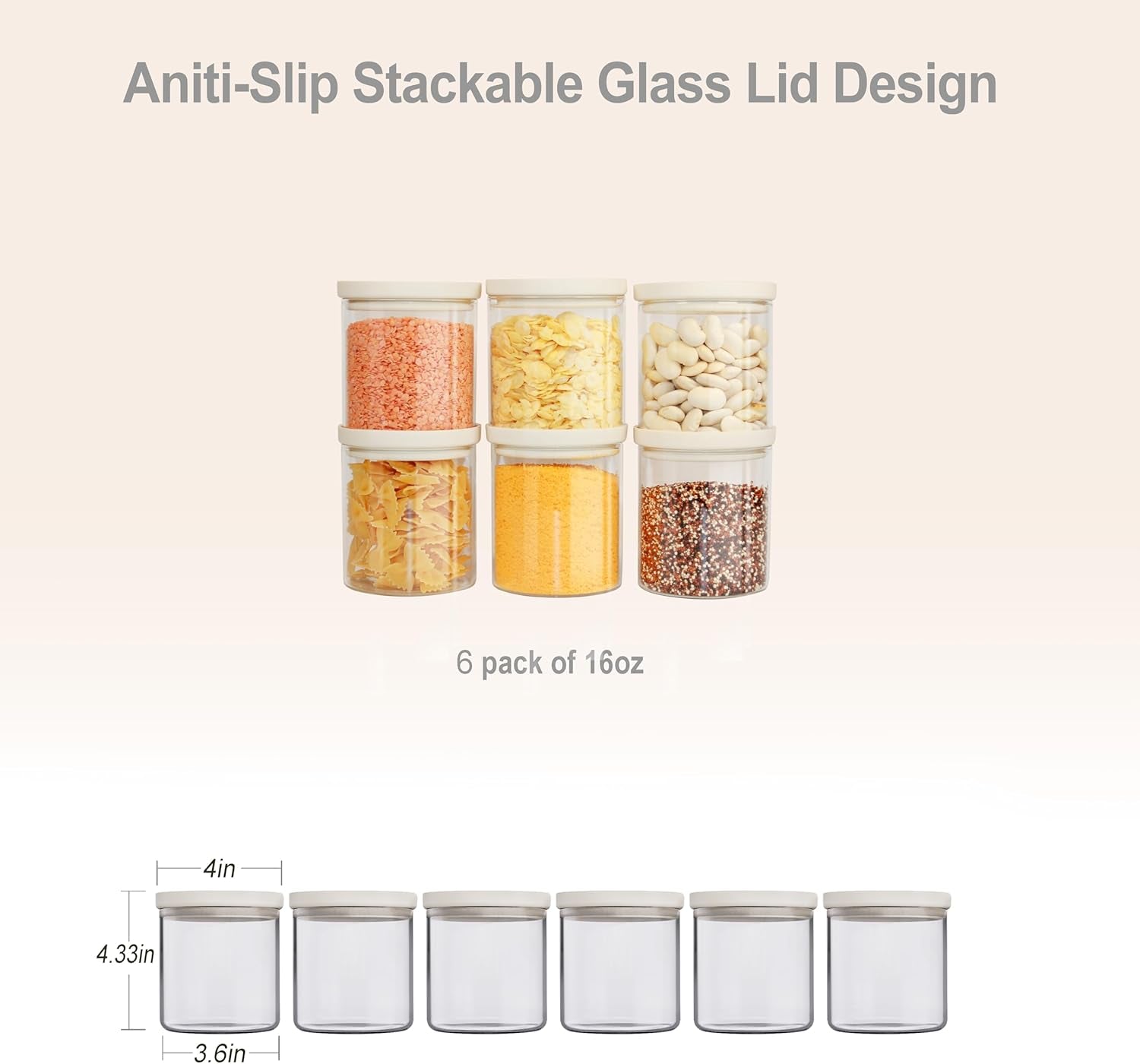 Glass Pantry Storage Jars – Set of 6