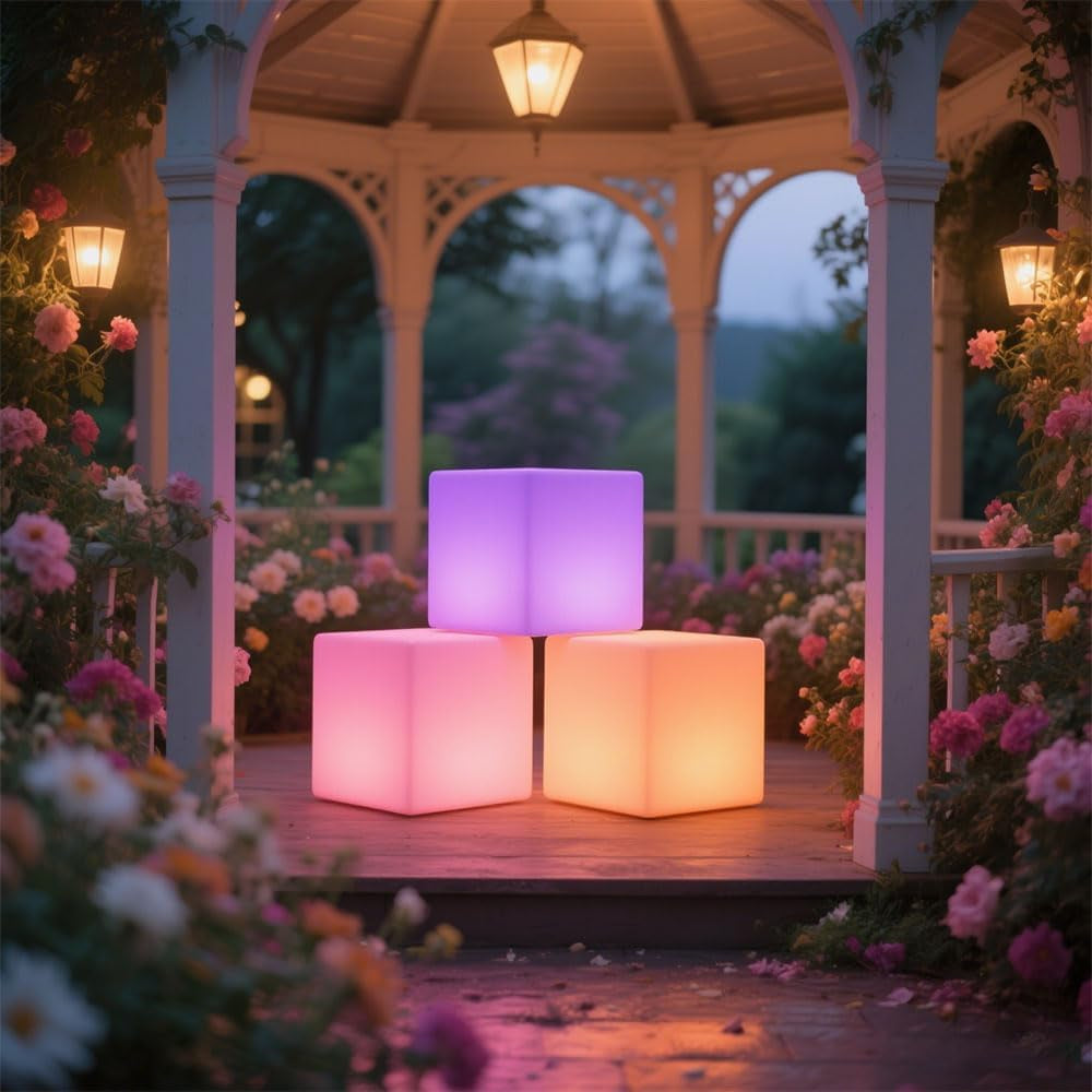 Solar Powered Color-Changing Cube Light – 8 Inch
