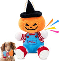 Halloween Dog Squeaky Toy - Pumpkin Plush Dog Chew Toy with Crinkle Paper, Durable Stuffed Toy for Small, Medium & Large Breeds, Festive Halloween Pet Toy