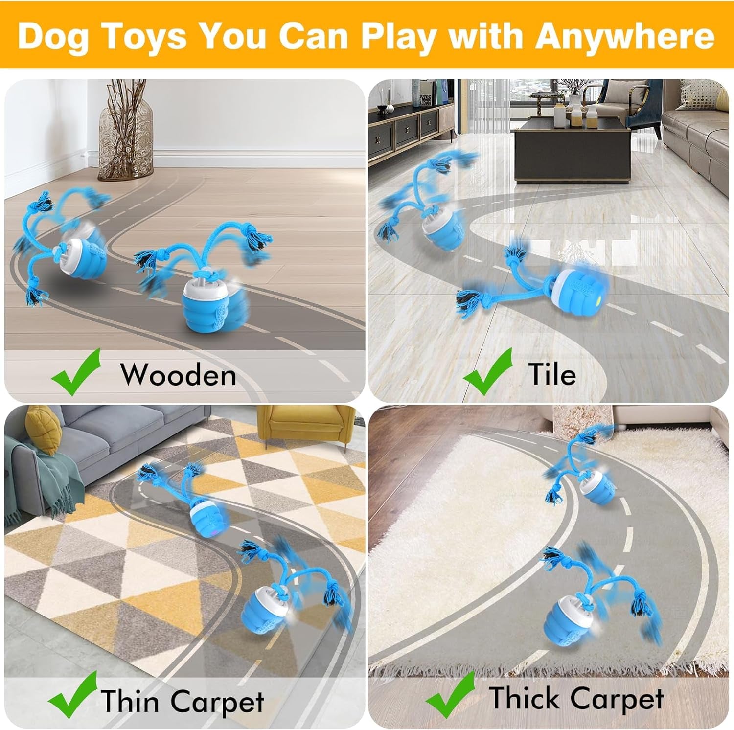 Interactive Dog Toys Ball - Fun Moving Dog Toys to Keep Them Busy | Rechargeable Smart Automatic Dog Ball for Large, Medium, and Small Puppy Dogs for Boredom, Blue