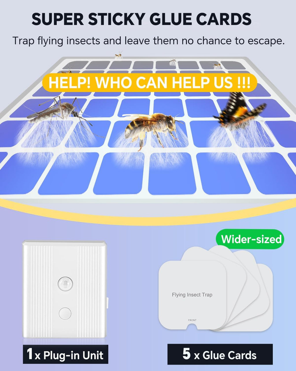 Indoor Flying Insect 2-in-1 Trap – 1 Device + 5 Glue Cards