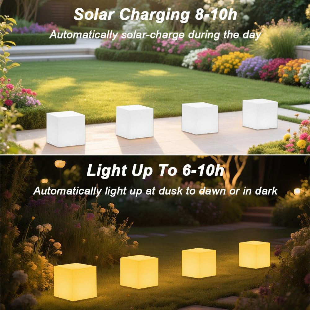 Solar Powered Color-Changing Cube Light – 8 Inch