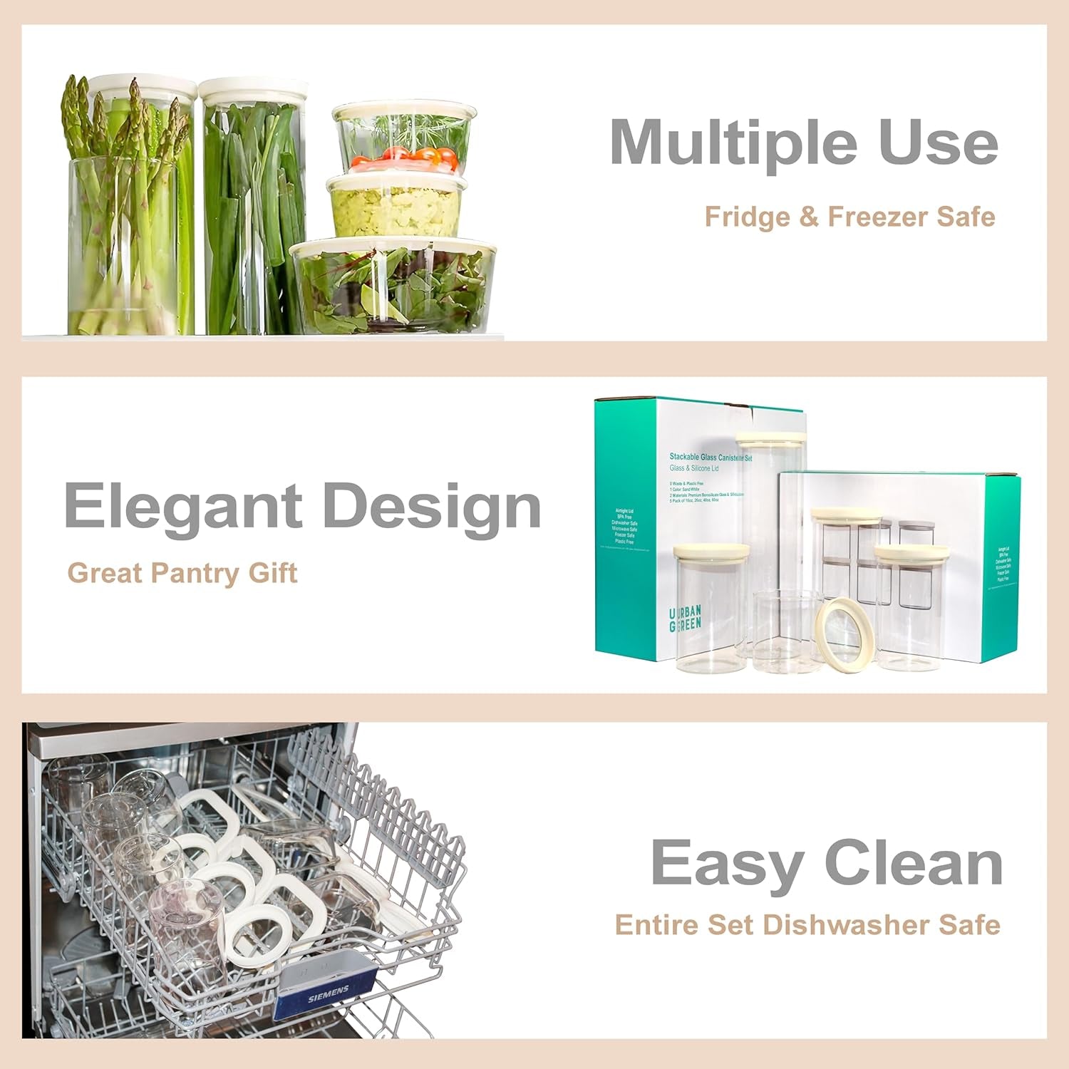 Glass Pantry Storage Jars – Set of 6