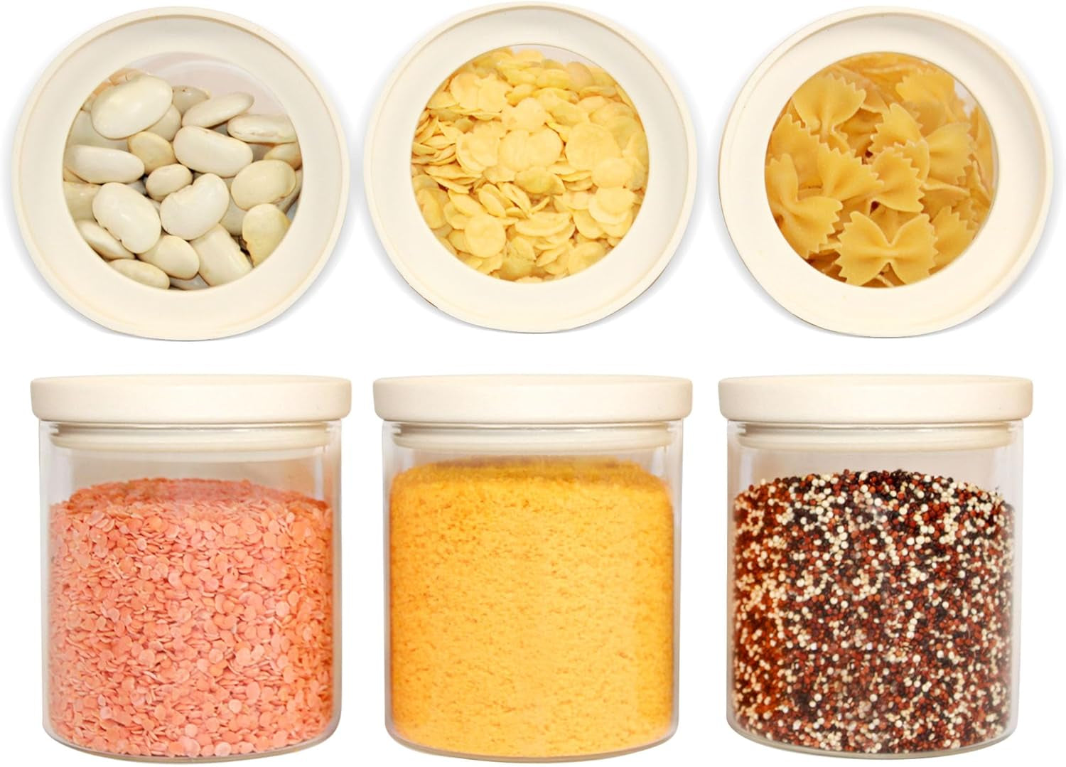 Glass Pantry Storage Jars – Set of 6