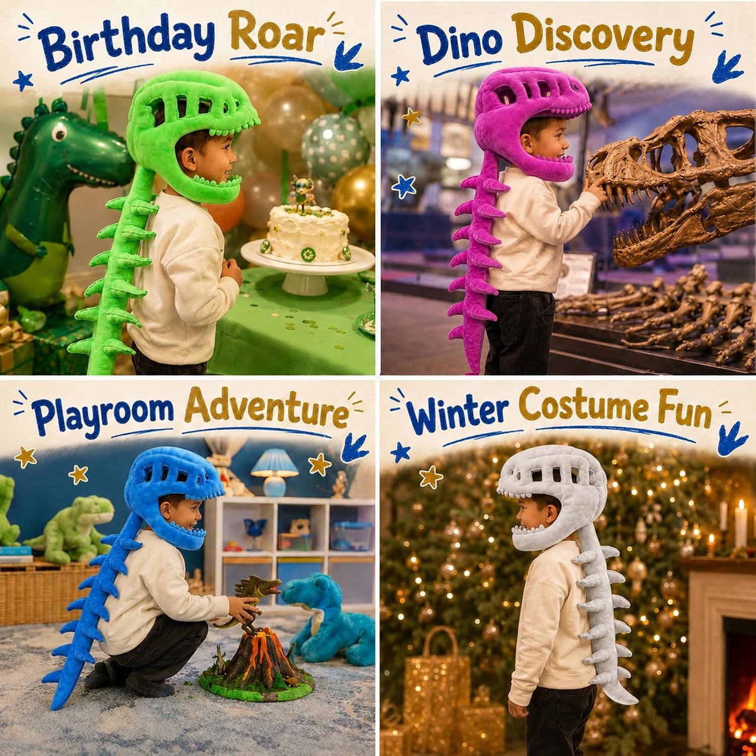 Dinosaur Skeleton Costume for Kids, Dino Toys for Kids 5-7,Cozy Plush with Skull & Spine,Cosplay Props for Halloween