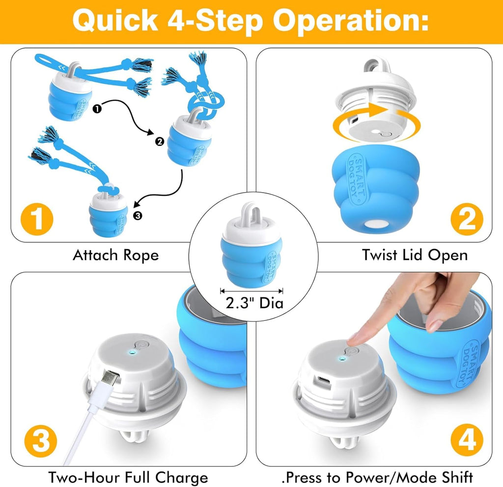 Interactive Dog Toys Ball - Fun Moving Dog Toys to Keep Them Busy | Rechargeable Smart Automatic Dog Ball for Large, Medium, and Small Puppy Dogs for Boredom, Blue
