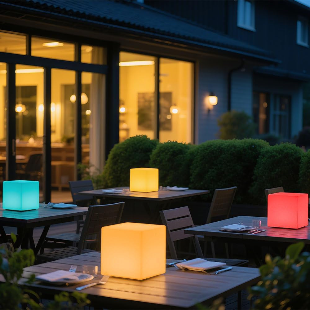 Solar Powered Color-Changing Cube Light – 8 Inch