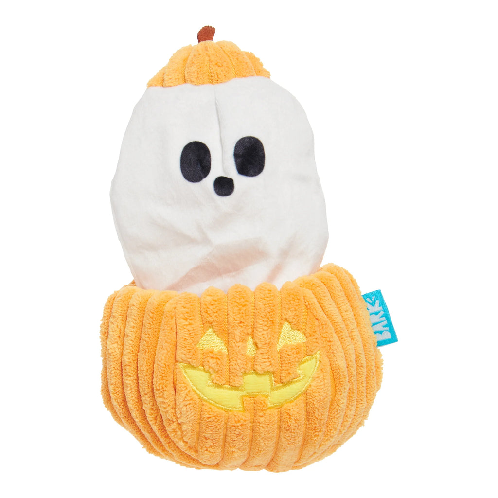 Eek-A-Boo Pumpkin Plush Dog Toy, Multicolor, for Dogs of All Sizes