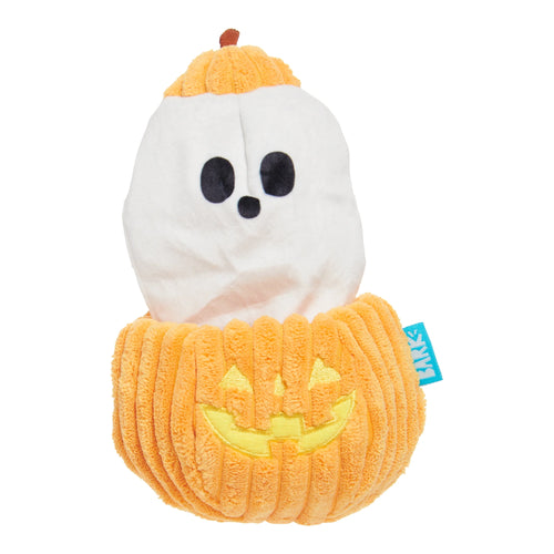 Eek-A-Boo Pumpkin Plush Dog Toy, Multicolor, for Dogs of All Sizes