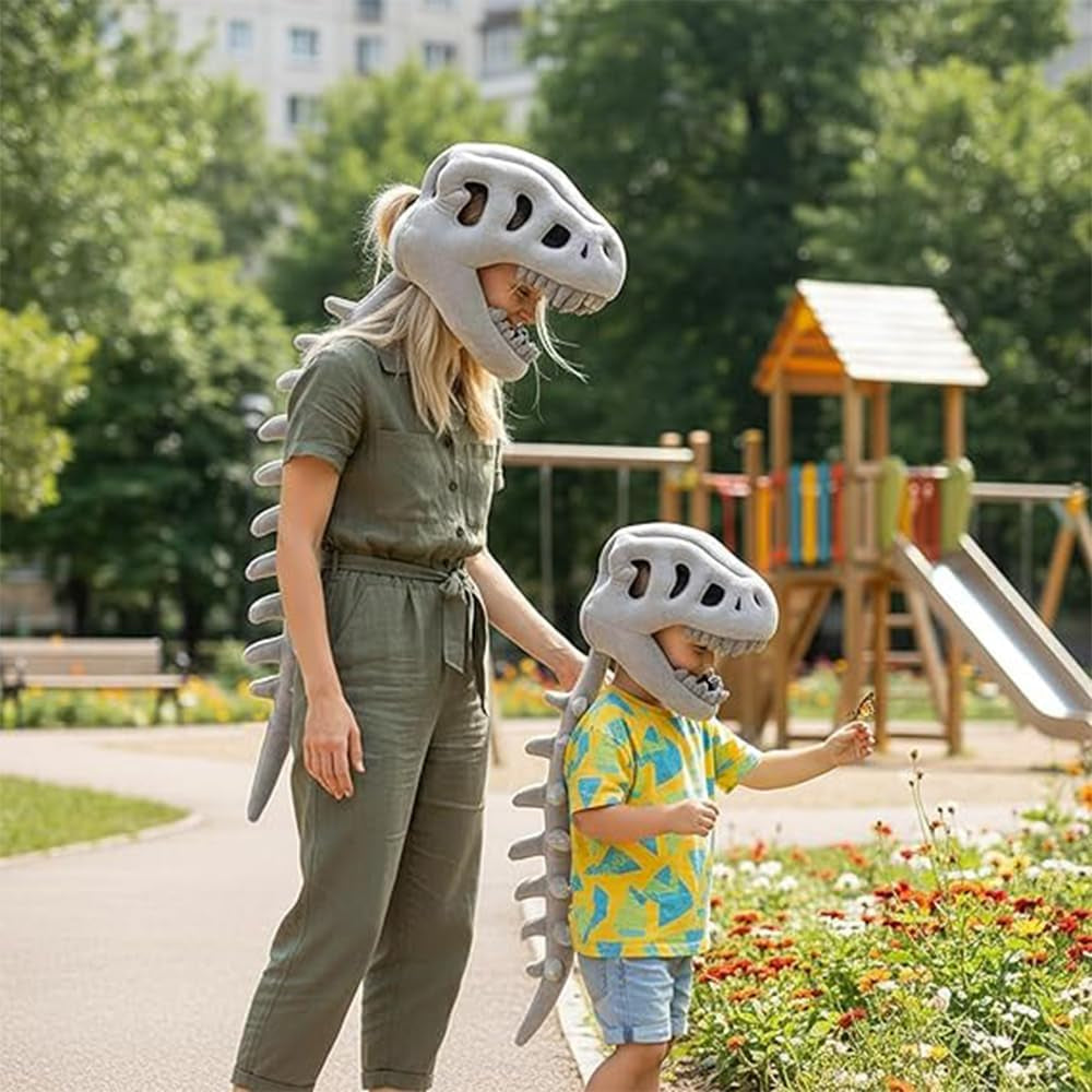 Dinosaur Skeleton Costume for Kids, Dino Toys for Kids 5-7,Cozy Plush with Skull & Spine,Cosplay Props for Halloween