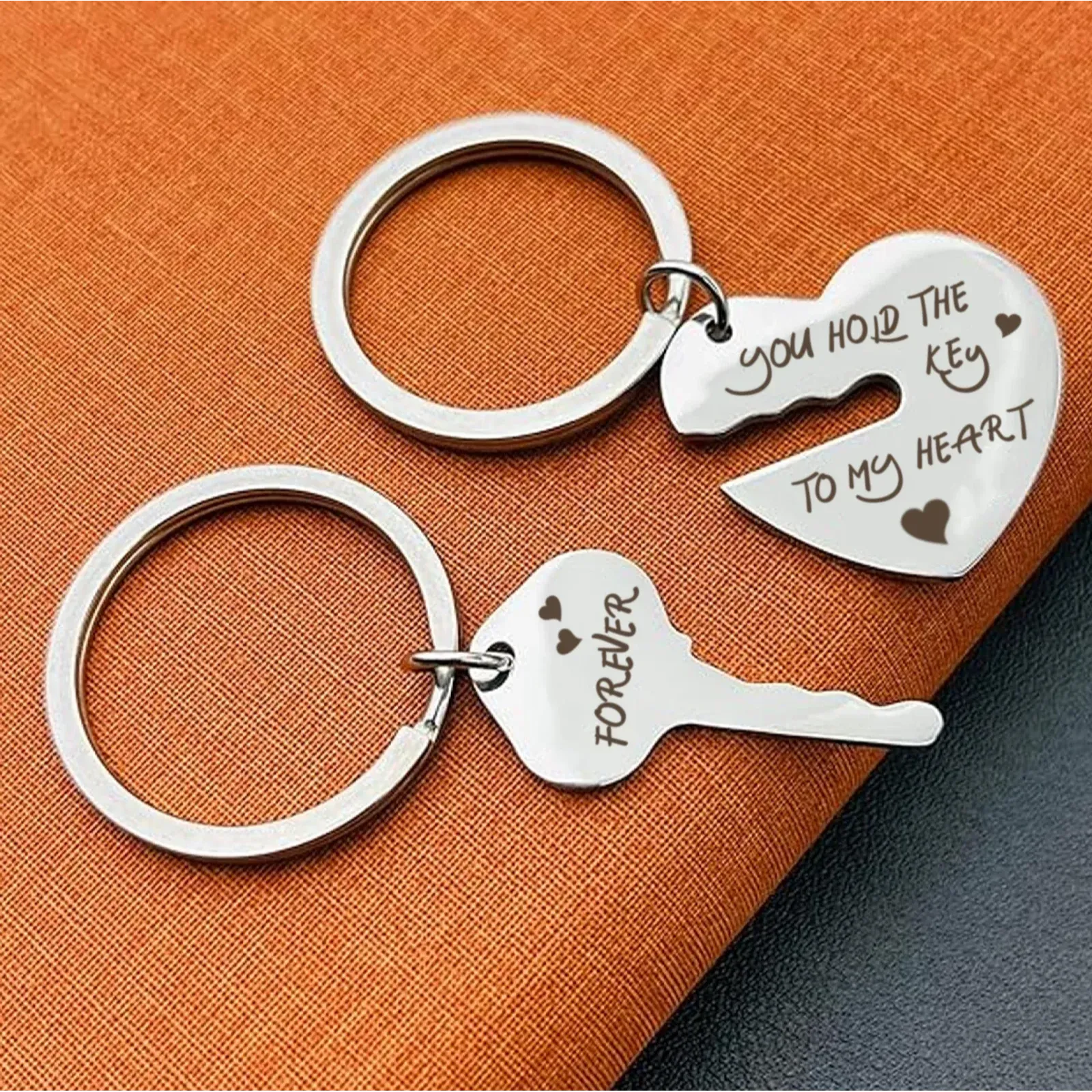 [Coming Soon!] Stainless Steel Heart and Key Keychain Set