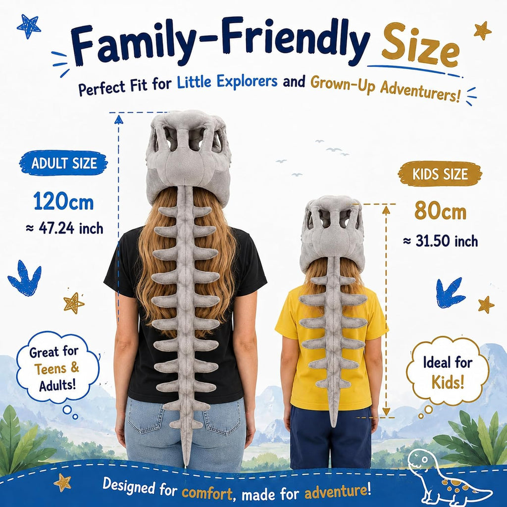 Dinosaur Skeleton Costume for Kids, Dino Toys for Kids 5-7,Cozy Plush with Skull & Spine,Cosplay Props for Halloween