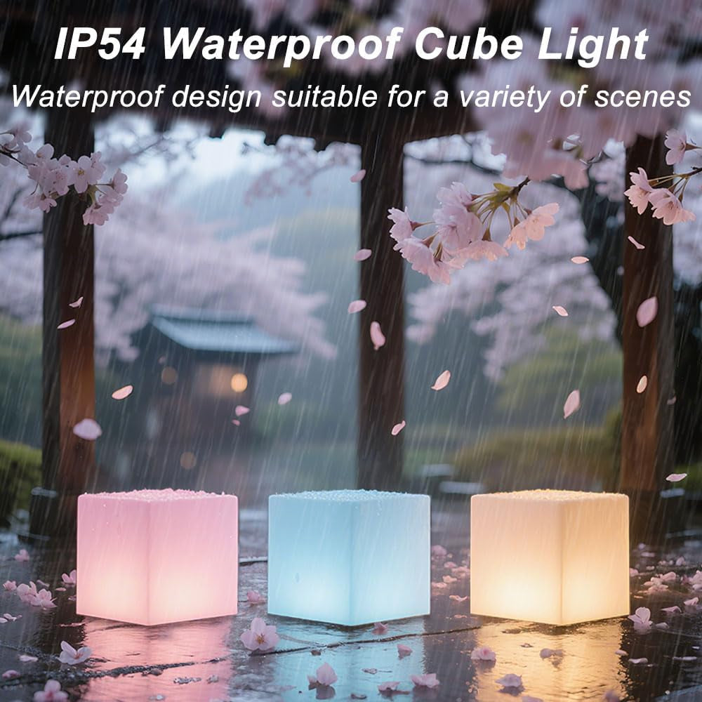 Solar Powered Color-Changing Cube Light – 8 Inch