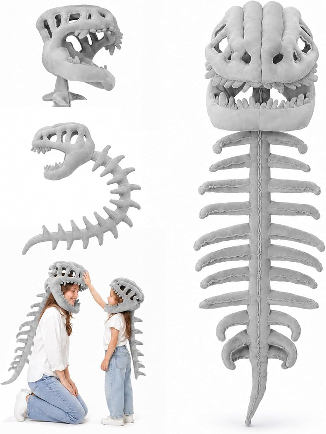 Dinosaur Skeleton Costume for Kids, Dino Toys for Kids 5-7,Cozy Plush with Skull & Spine,Cosplay Props for Halloween