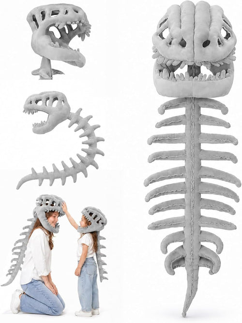 Dinosaur Skeleton Costume for Kids, Dino Toys for Kids 5-7,Cozy Plush with Skull & Spine,Cosplay Props for Halloween