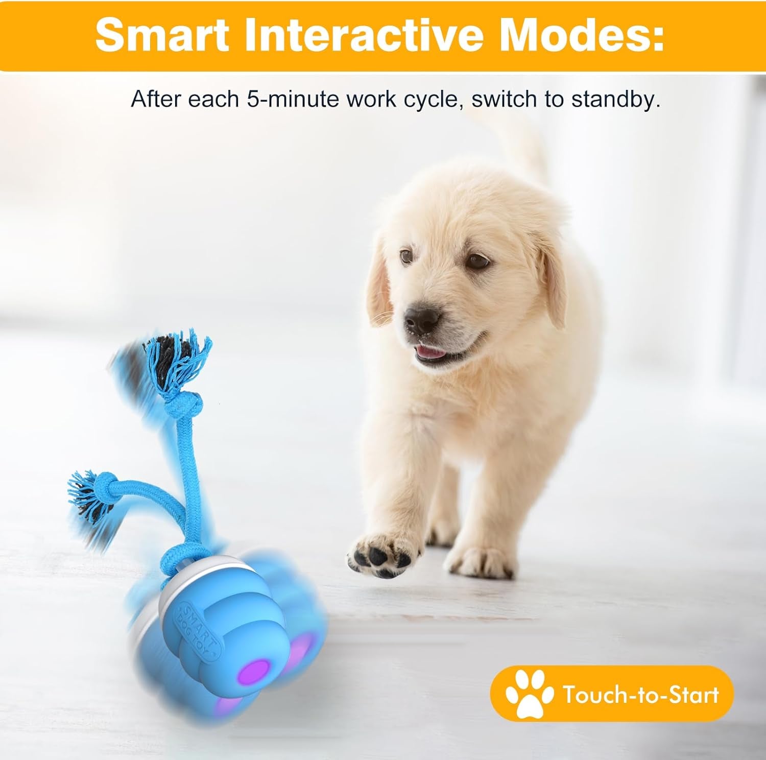 Interactive Dog Toys Ball - Fun Moving Dog Toys to Keep Them Busy | Rechargeable Smart Automatic Dog Ball for Large, Medium, and Small Puppy Dogs for Boredom, Blue