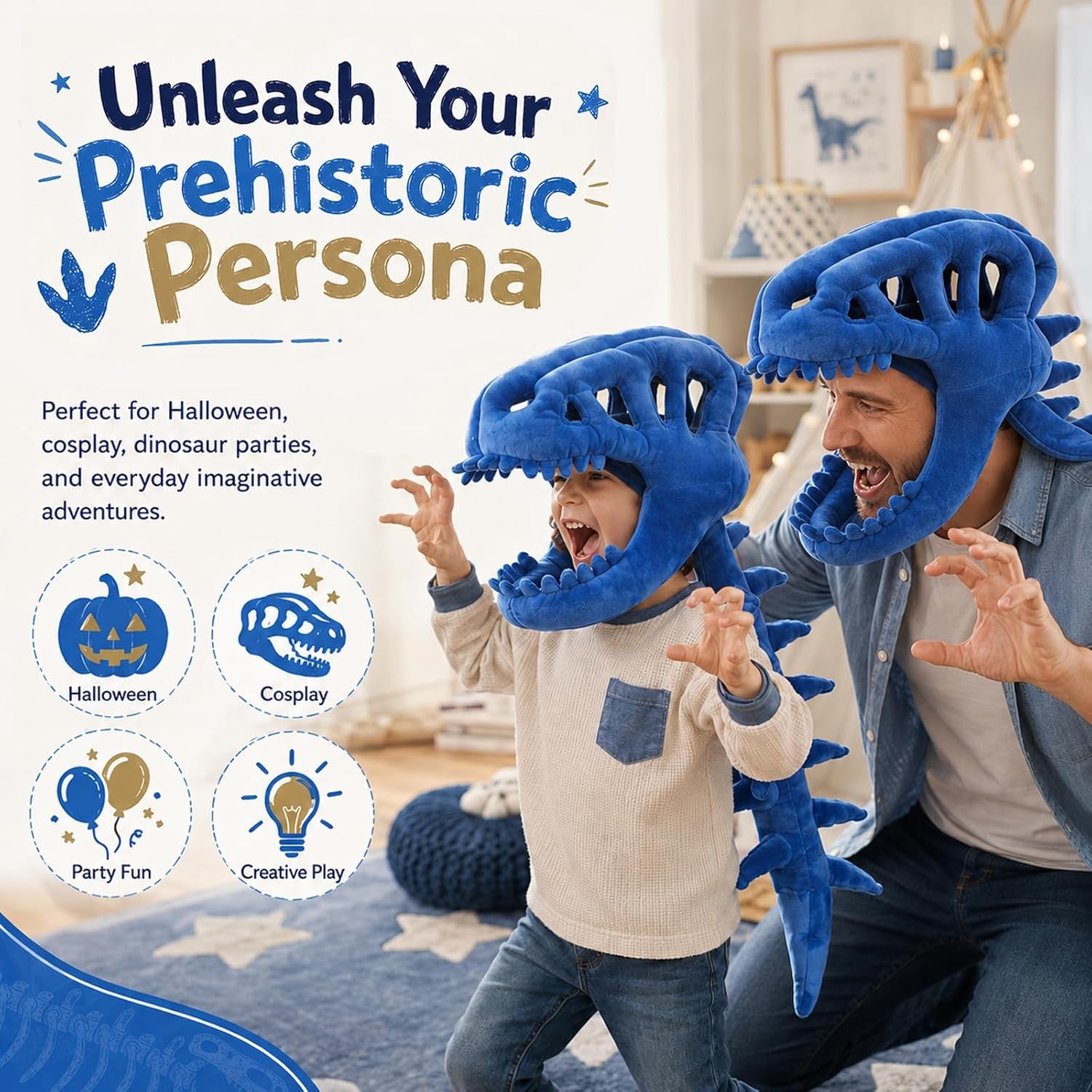 Dinosaur Skeleton Costume for Kids, Dino Toys for Kids 5-7,Cozy Plush with Skull & Spine,Cosplay Props for Halloween